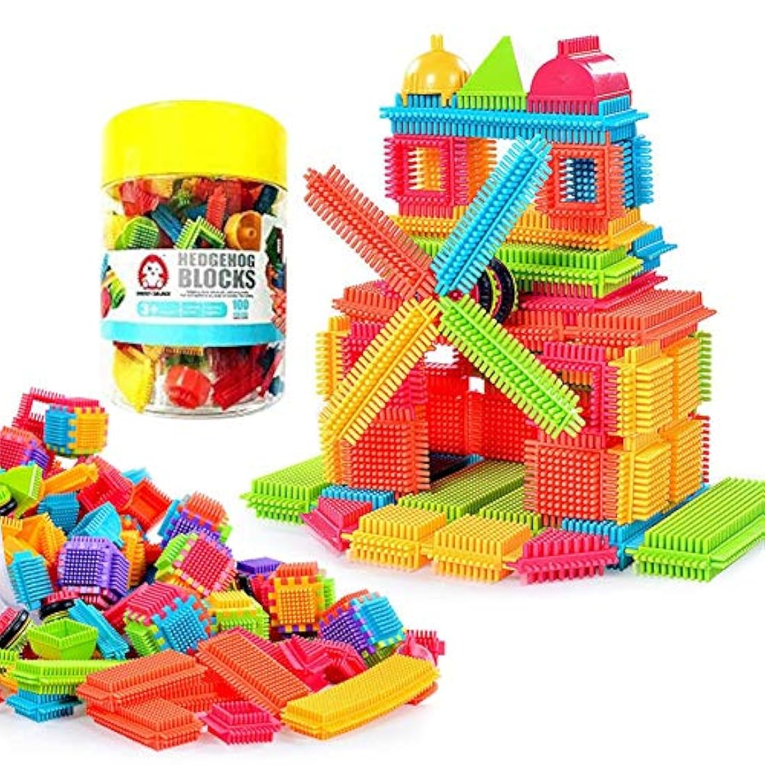 Juego de 100 bloques de construcción con forma de cerdas