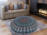 Funda bohemia para cojín, de 32 pulgadas, con diseño de mandala, para meditación, decorativa, otomana, grande, para exteriores, decoración del hogar, decoración de arte en el hogar, redonda, con pompones de algodón, cómoda