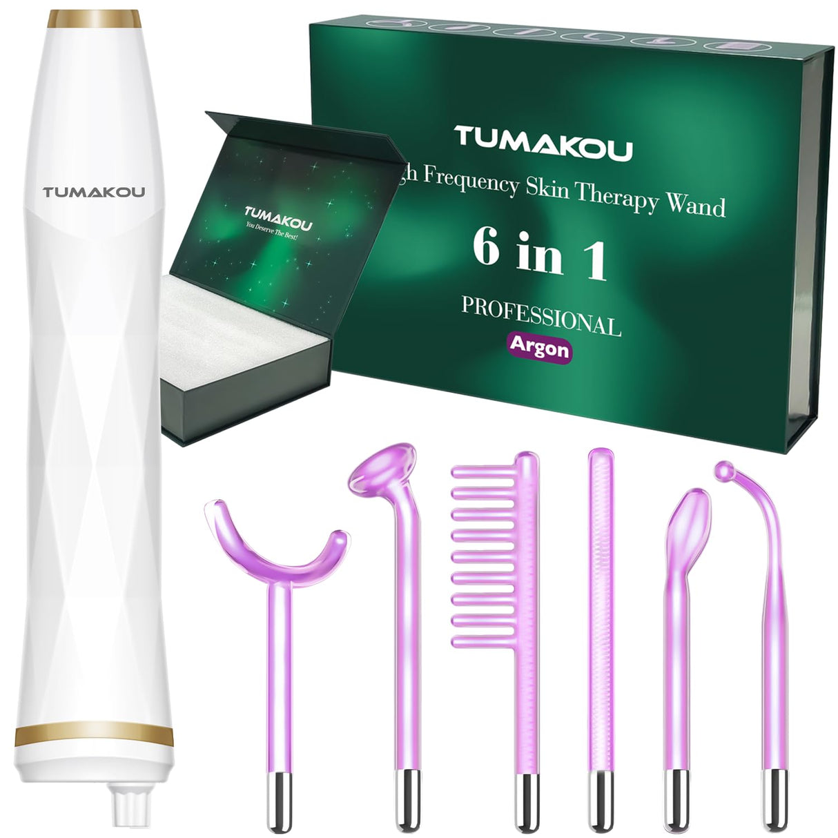 Máquina facial de alta frecuencia portátil con 6 tubos