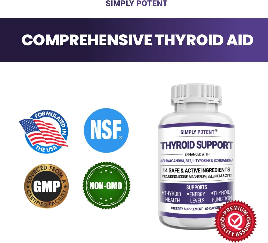 Suplemento de apoyo tiroideo y apoyo suprarrenal con yodo