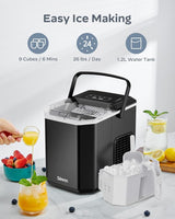 Máquina de Hielo Silonn, portátil, 26 lbs/día, auto-limpieza