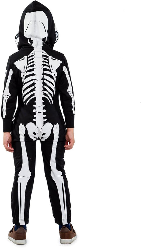disfraz de esqueleto Tipsy Elves, unisex, jumpsuit para niños