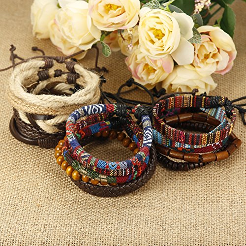 Pulseras de cuero tribales étnicas