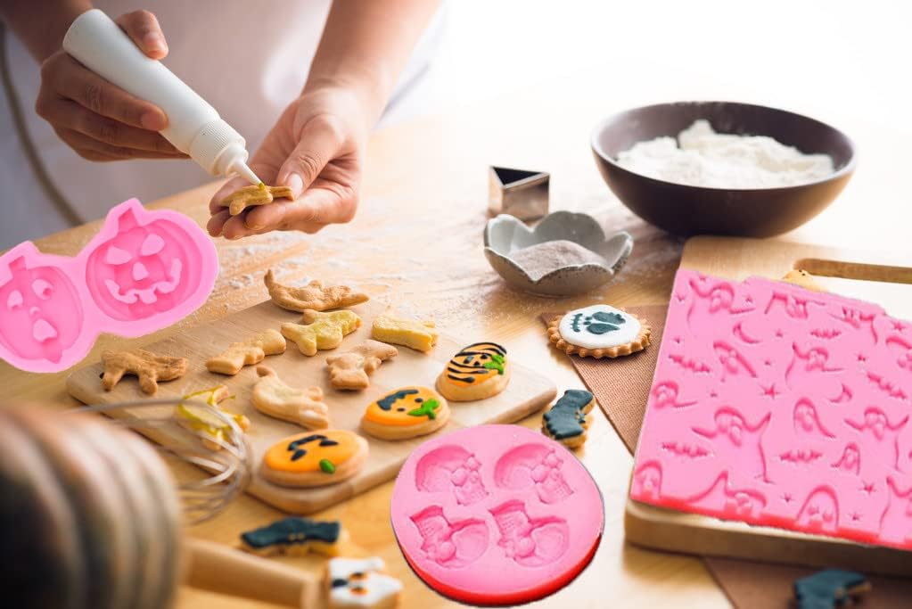 Moldes de Silicona Halloween, 7 Pcs para Pasteles y Chocolates