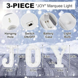 Letrero LED Joy, decoración navideña, 3 luces, batería, interior