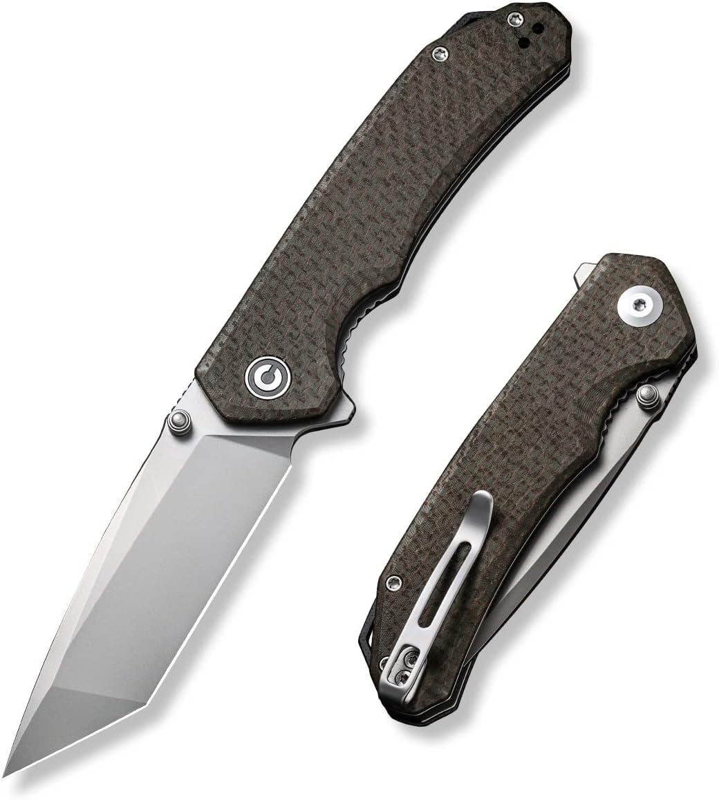 Cuchillo de bolsillo plegable 3.5, hoja Tanto D2, Micarta