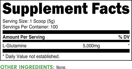 Bucked Up L-Glutamina 500g Sin sabor Sin gluten Non-GMO