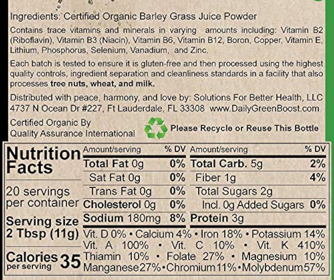 Daily Green Boost 8oz orgánico crudo Vegan GF USA