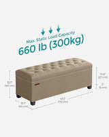 Ottomán de almacenamiento, banco con patas, carga 660 lb, ULSF088R01