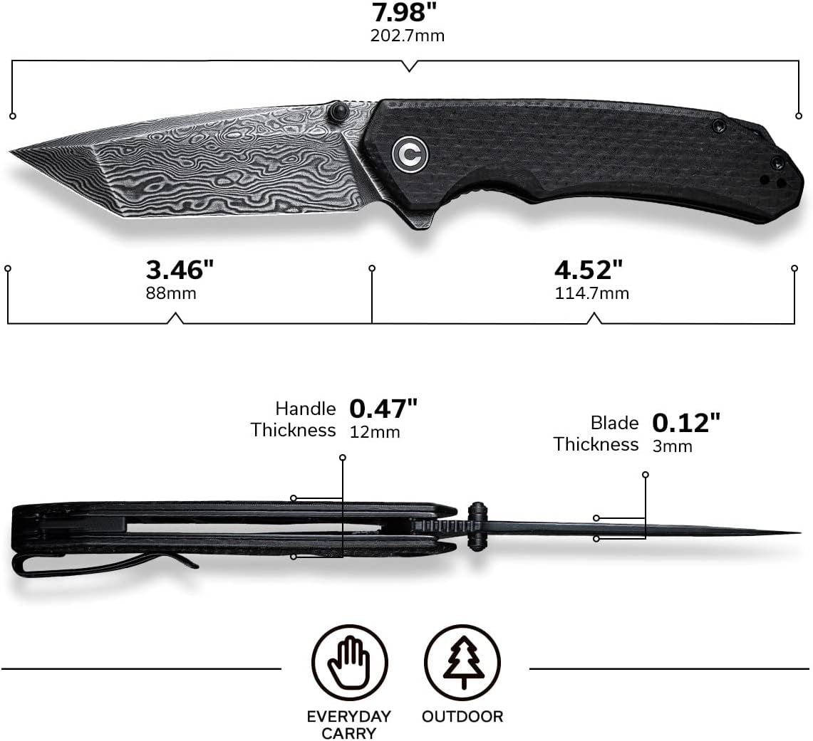Cuchillo de Bolsillo Plegable Tanto Damasco 3.5 con Micarta