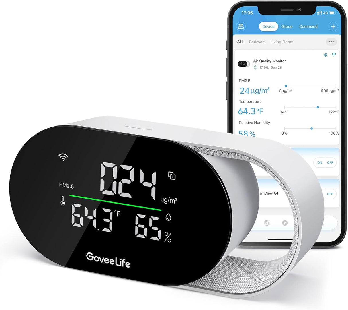 Monitor de Calidad del Aire Govee, PM2.5, WiFi, Temperatura