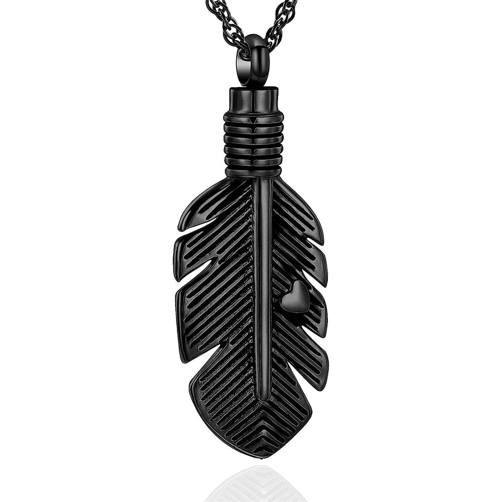 Collar de urna de ala de plumas para cenizas, color Negro