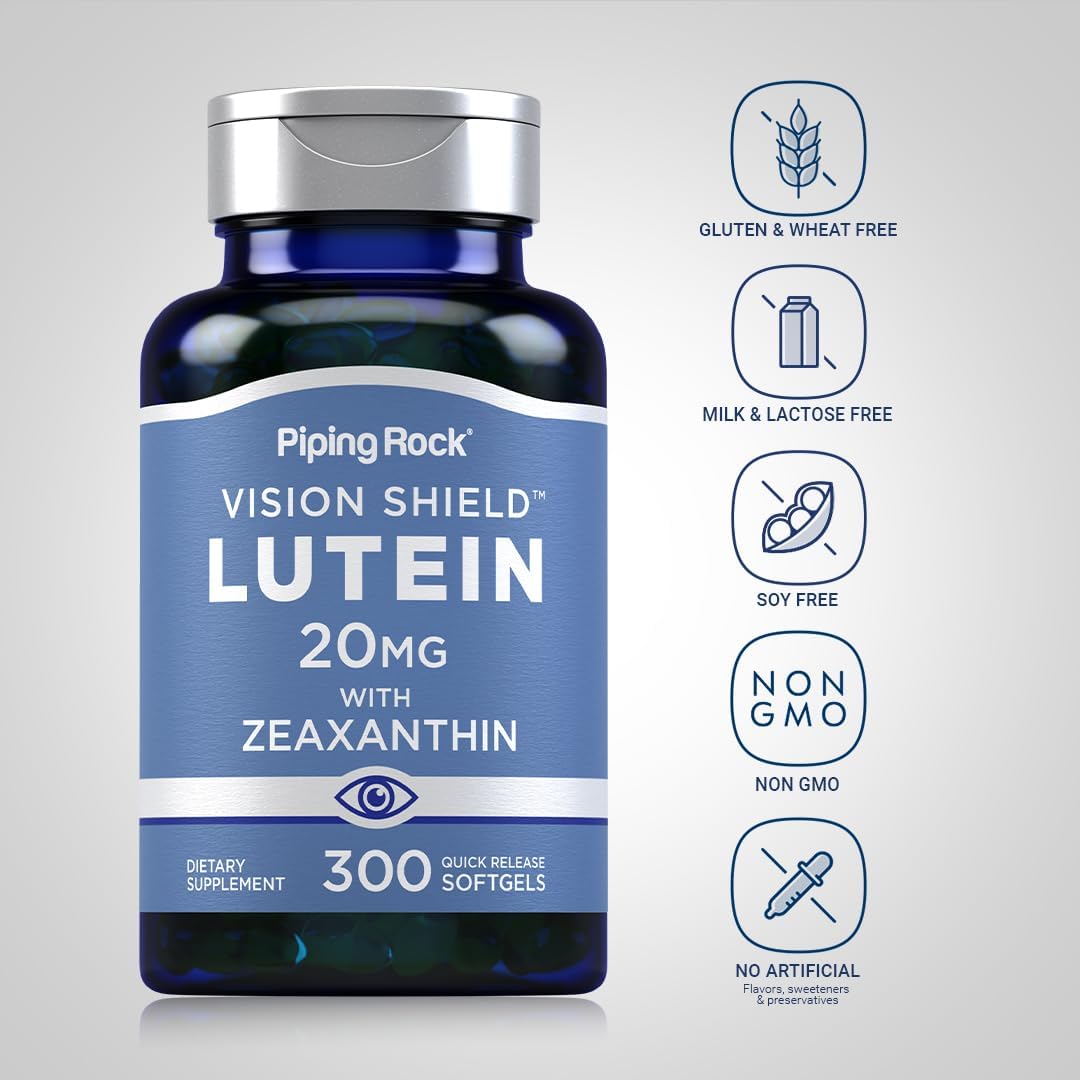 Suplemento de Luteína y Zeaxantina Piping Rock 20 mg 300 Pieles