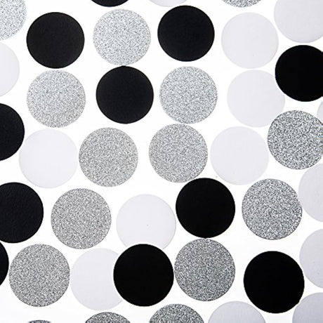 Confeti de estrella, corazón y círculo, Negro Blanco Plata