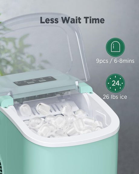 Máquina de Hielo Silonn, 9 Cubos en 6 Min, Auto-Limpieza