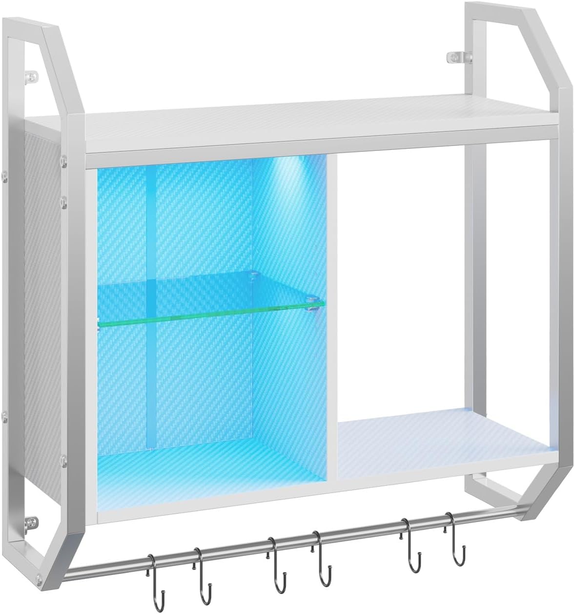 Estantería Flotante LED Bestier, Ajustable, 25 con Ganchos