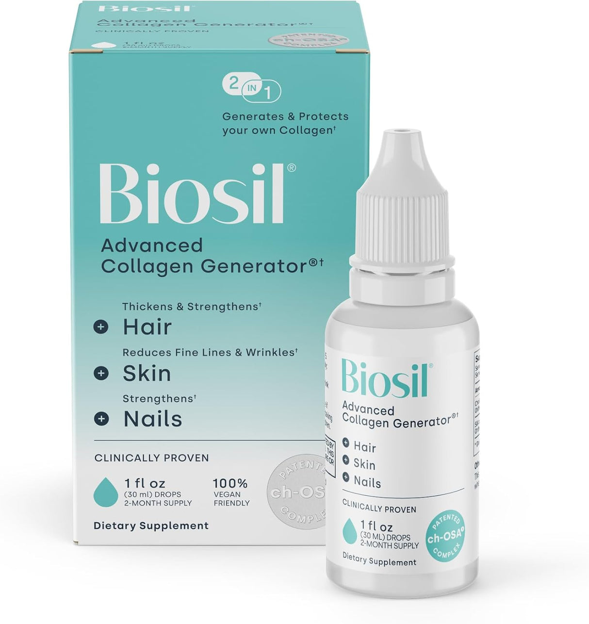 Biosil Collagen Booster, suplemento de colágeno, 60 días