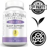 Tabletas Masticables de Melatonina 3mg, Soporte del Sueño, 50 Uds.