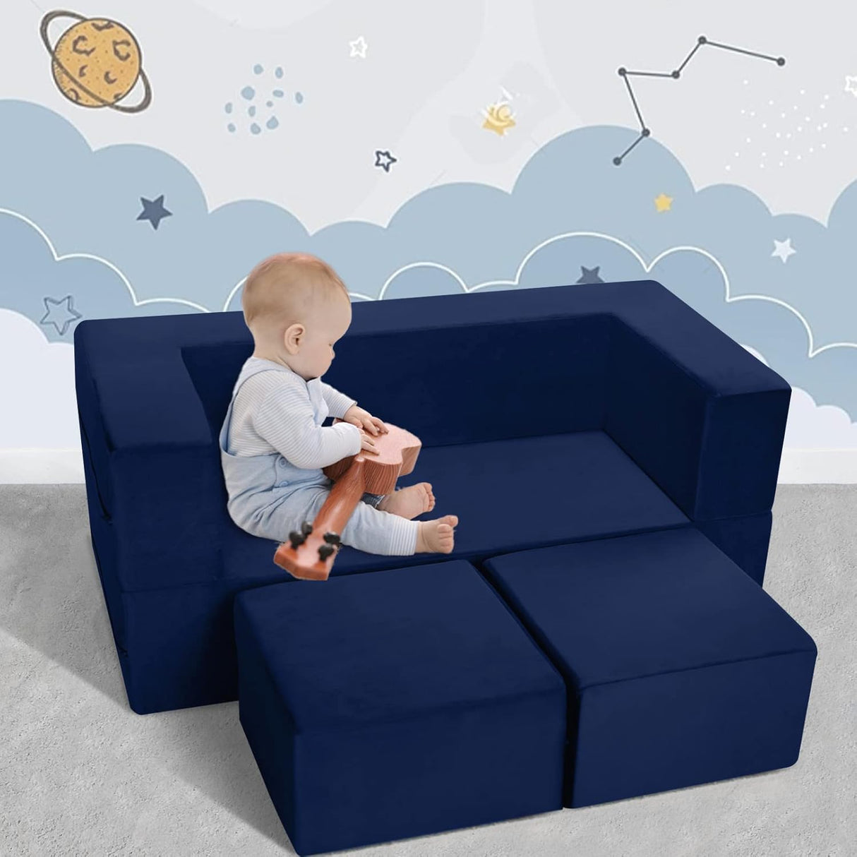Sofá infantil de espuma para niños MeMoreCool  Azul marino