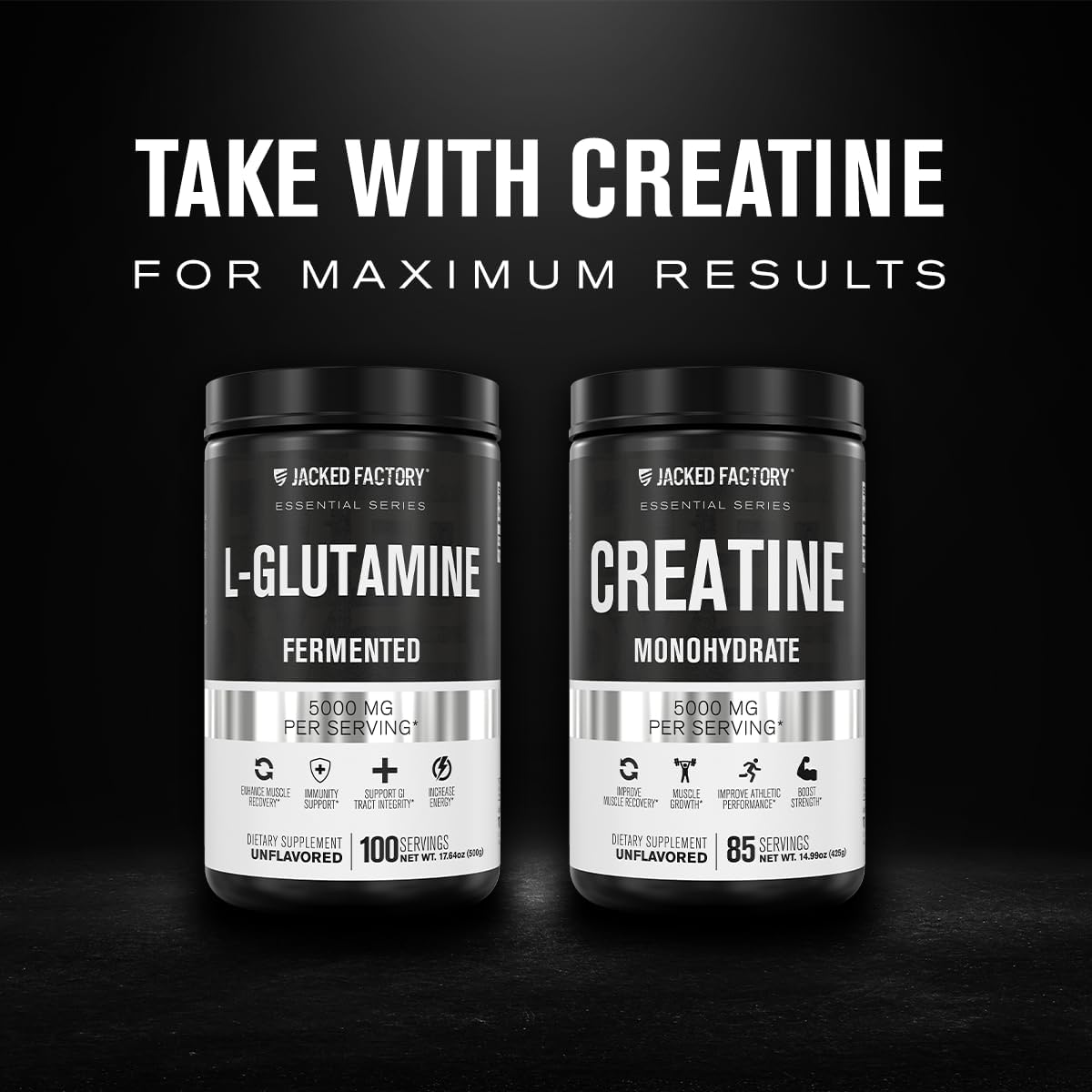 Suplemento L-Glutamina en Polvo Jacked Factory 100 Porciones