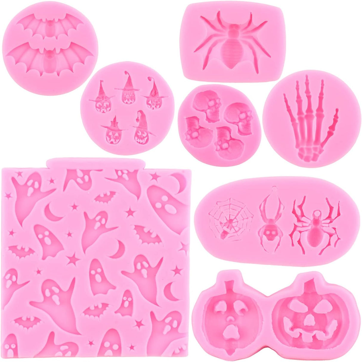 Molde Silicona Halloween Zixiang, 8 Piezas, Calabaza y Fantasmas