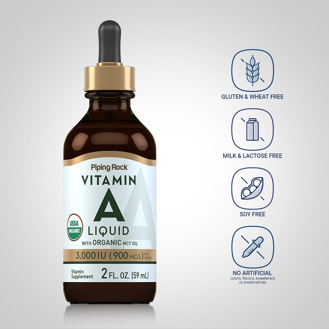Vitamina A Líquida Piping Rock 2 fl oz No GMO Sin Gluten