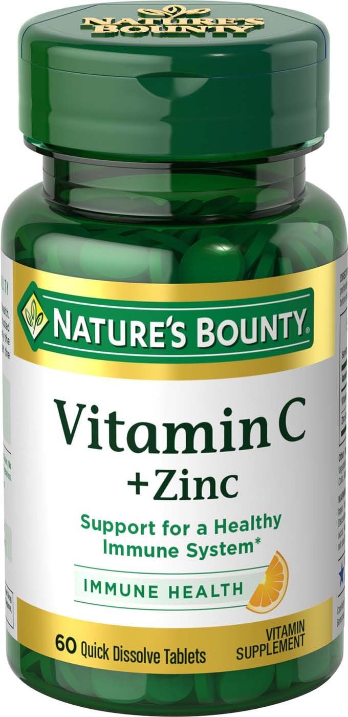 Vitamin C + Zinc by Nature's Bounty, Suplemento Inmune, 60 mg, 60 Tabletas