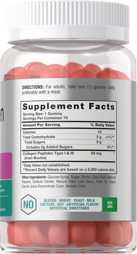 Horbäach Gummies de Colágeno 70u, Sin Gluten, Gummy de Fresa