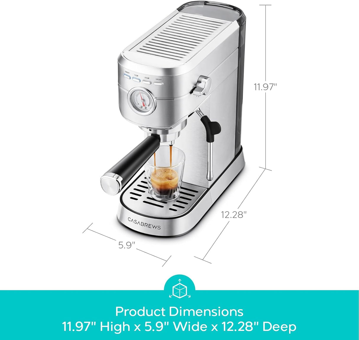 Cafetera Espresso Casabrews CM5418 20 Bar, Compact, Removible