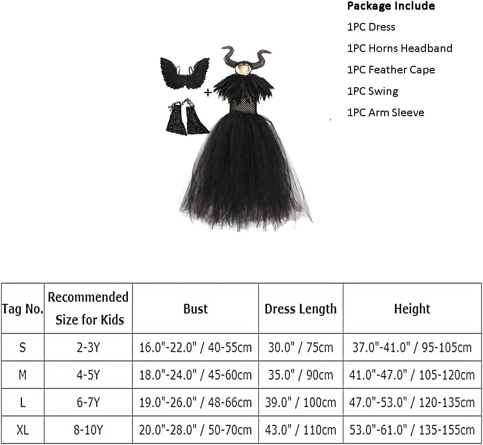 Disfraz de Bruja para Niñas OBEEII, Vestido de Tul de Halloween