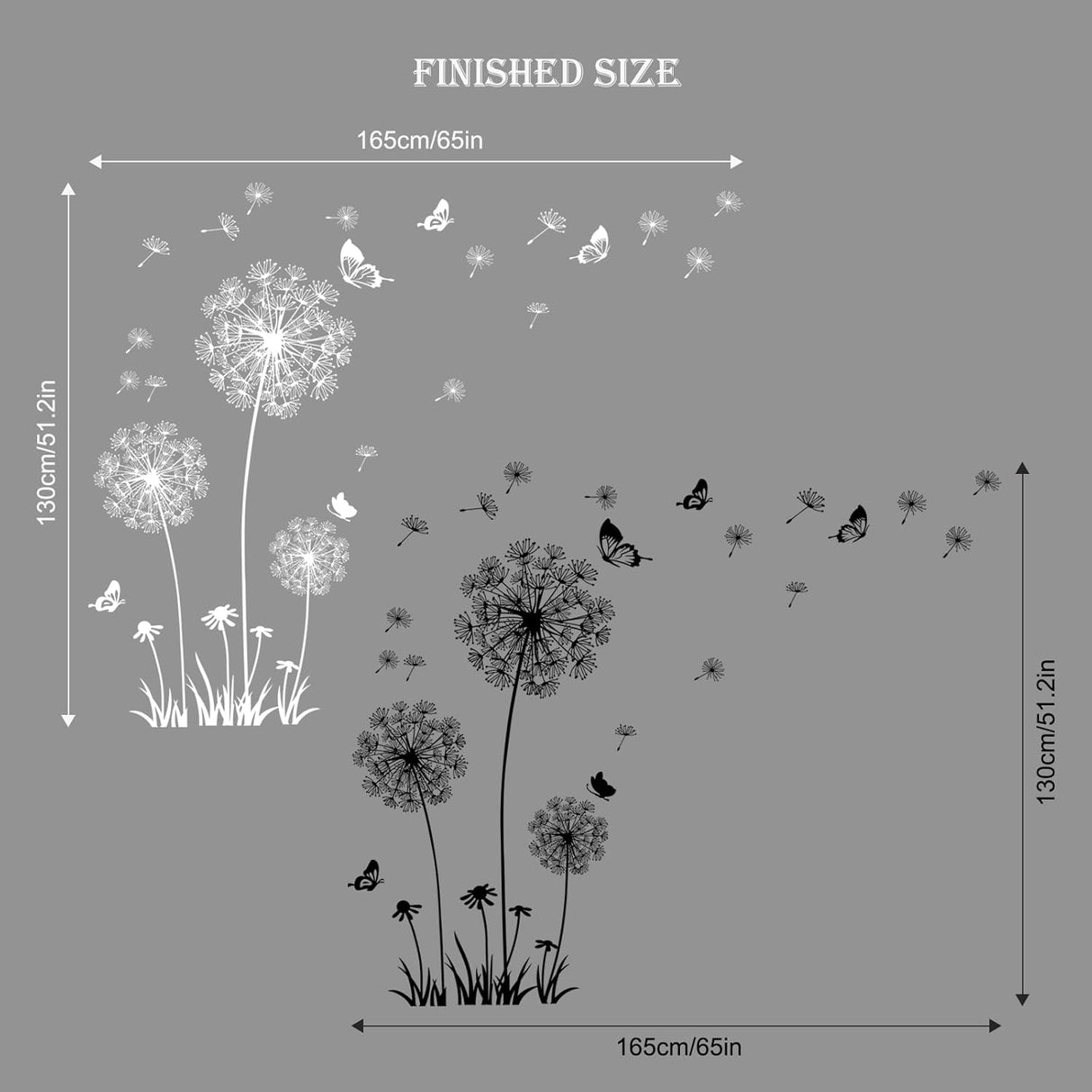 Pegatinas de Pared Dandelion de Supzone con Flores y Mariposas