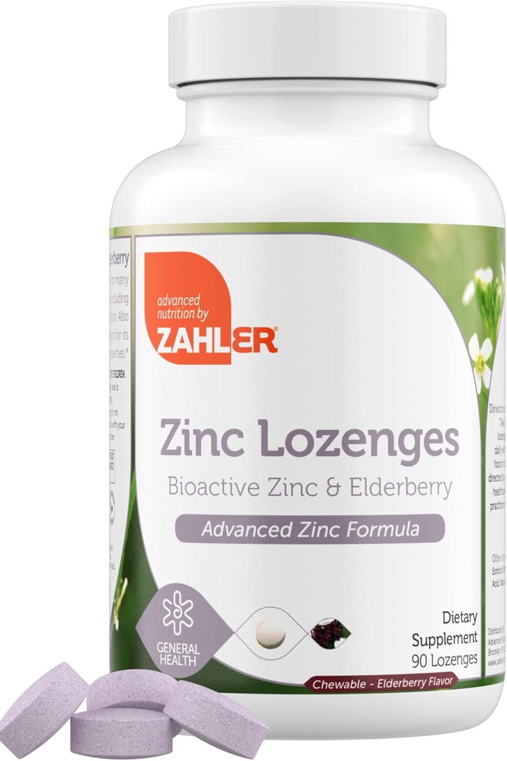 Suplemento pastillas de zinc con saúco  masticables de 25 mg