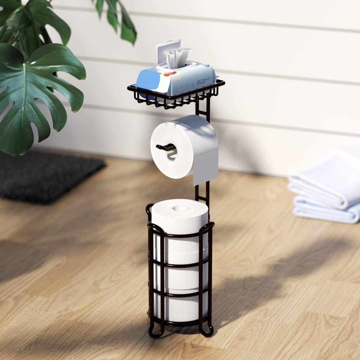 Soporte de papel higiénico con estante para baño, Mega Rolls