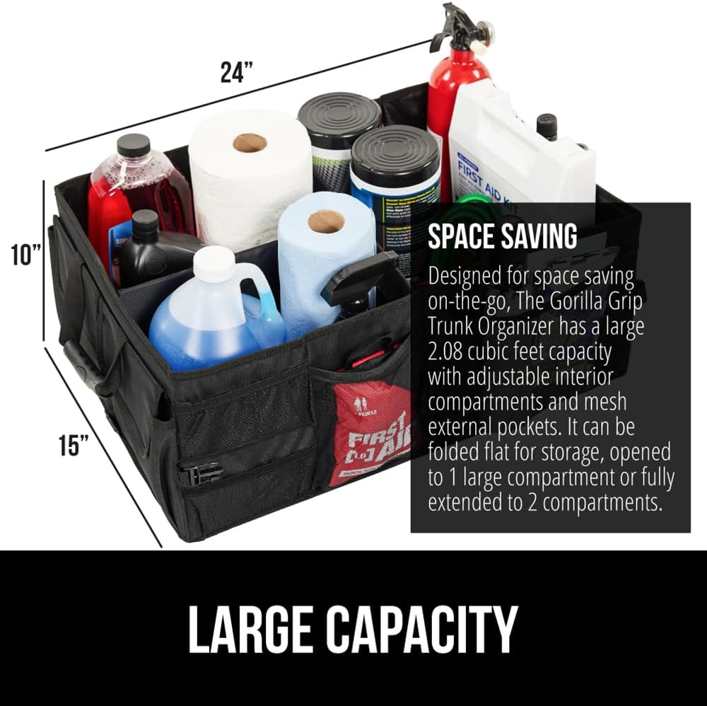 Organizador de maletero Gorilla Grip, resistente y plegable