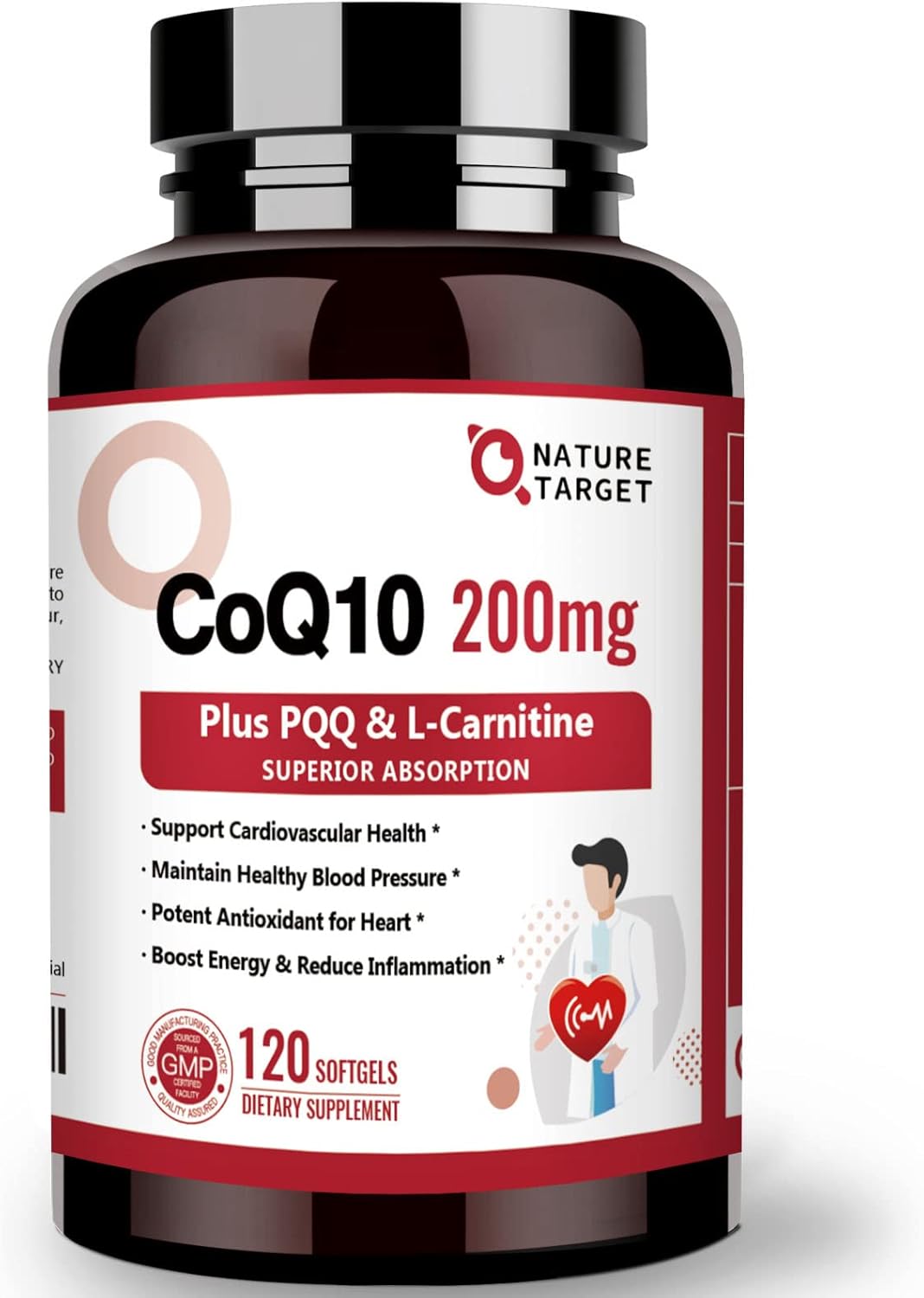 NATURE TARGET CoQ10 200mg con PQQ L-Carnitina Omega-3