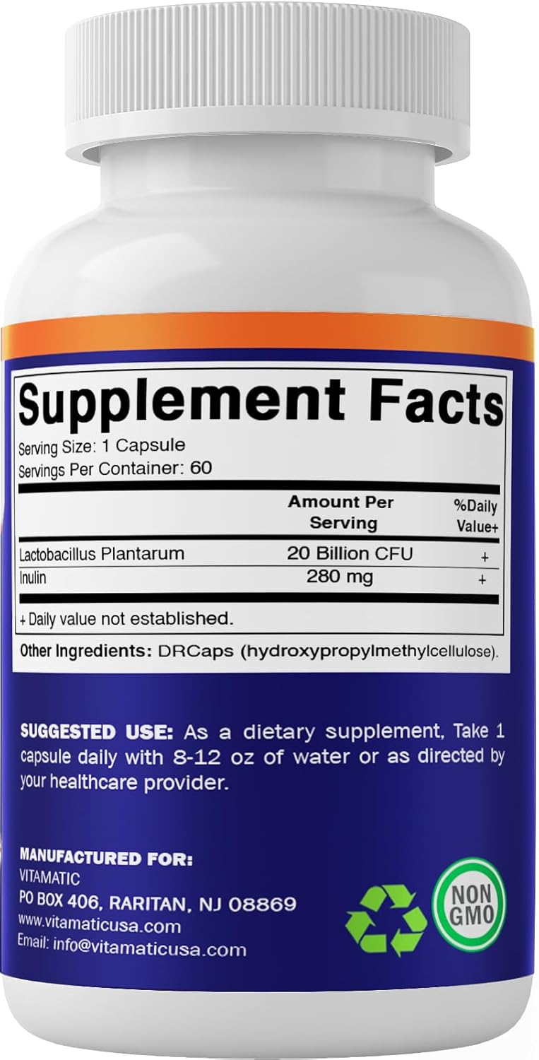 Vitamatic Lactobacillus Plantarum - 20 Mil Millones - 60 Caps