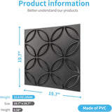 Panel de pared 3D de PVC con círculos entrelazados en negro