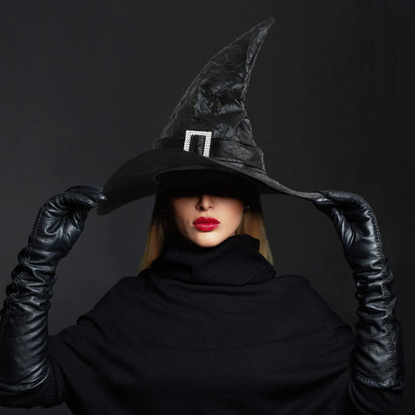 Sombrero de Bruja Srnede, Ancho, Punto, Accesorio de Fiesta