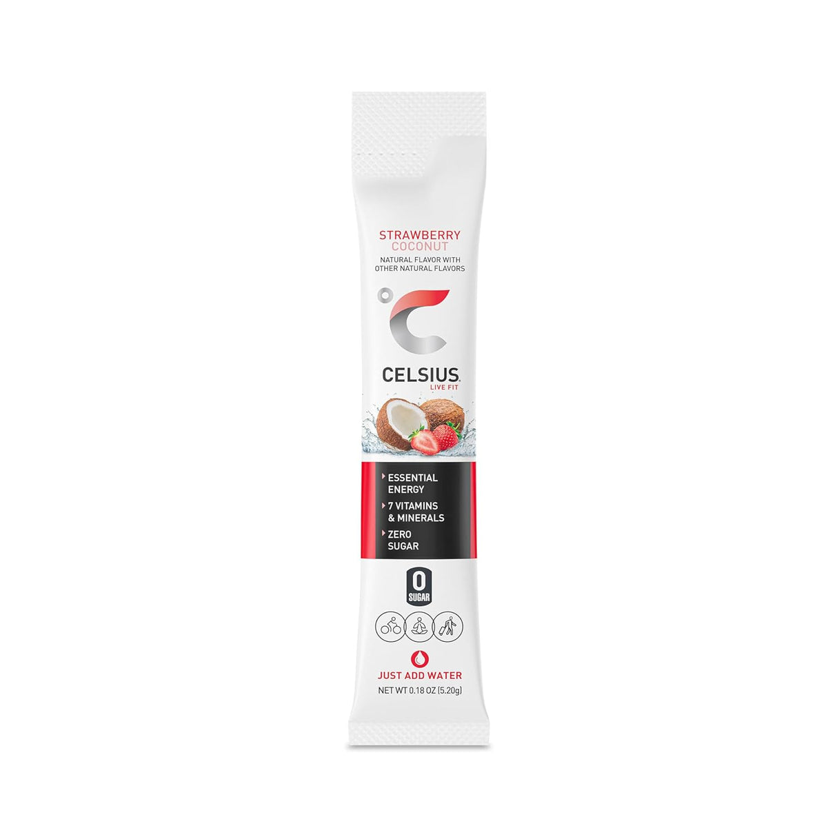 Suplemento CELSIUS On-the-Go Mezcla esencial fresa y coco