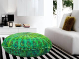 Funda bohemia para cojín, de 32 pulgadas, con diseño de mandala, para meditación, decorativa, otomana, grande, para exteriores, decoración del hogar, decoración de arte en el hogar, redonda, con pompones de algodón, cómoda