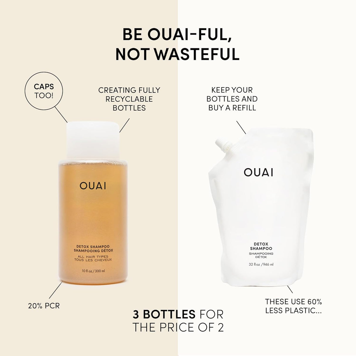Shampoo para cabello limpio y refrescado de 3 Onzas OUAI