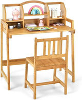 Juego de escritorio y silla para niños de altura de bambú