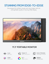 Monitor portátil ARZOPA 17.3 1080P FHD HDMI USB C - A1M