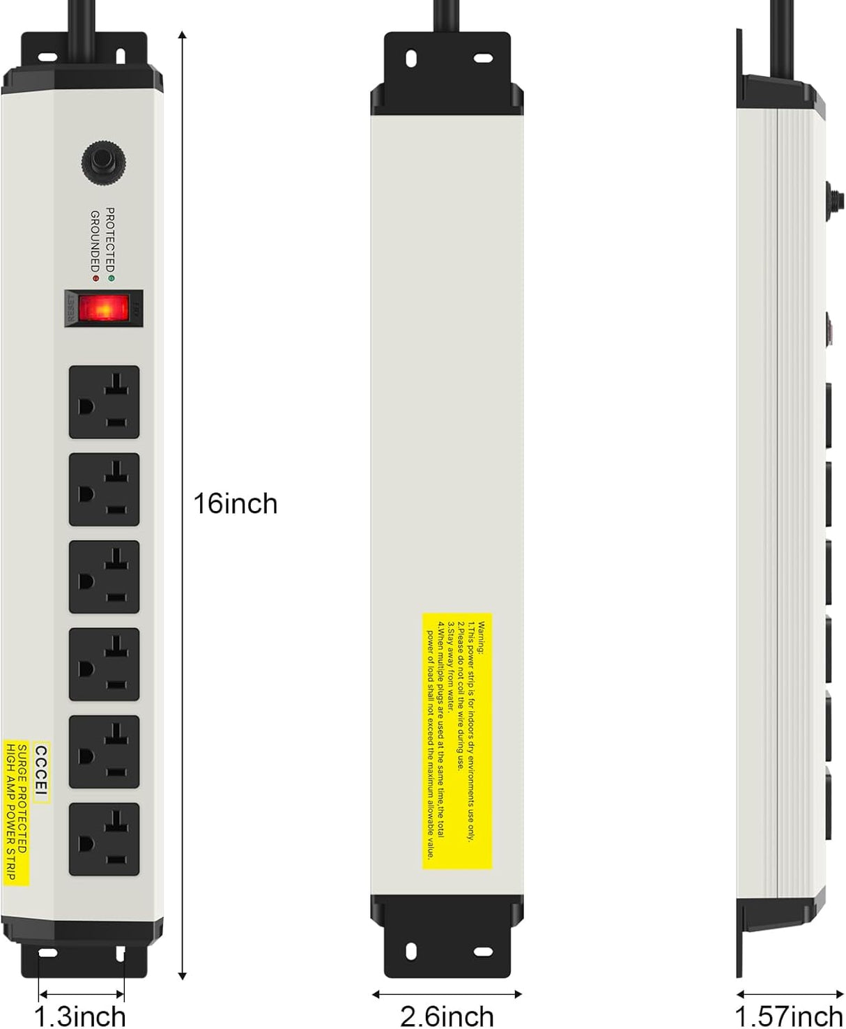 CCCEI Regleta de alimentación resistente calibre 12, protector