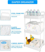 Organizador de Pañales 3 Niveles con Ruedas - Caddy Móvil