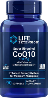COQ10 Life Extension Super Ubiquinol 100mg Mitochondrial 90 cápsulas