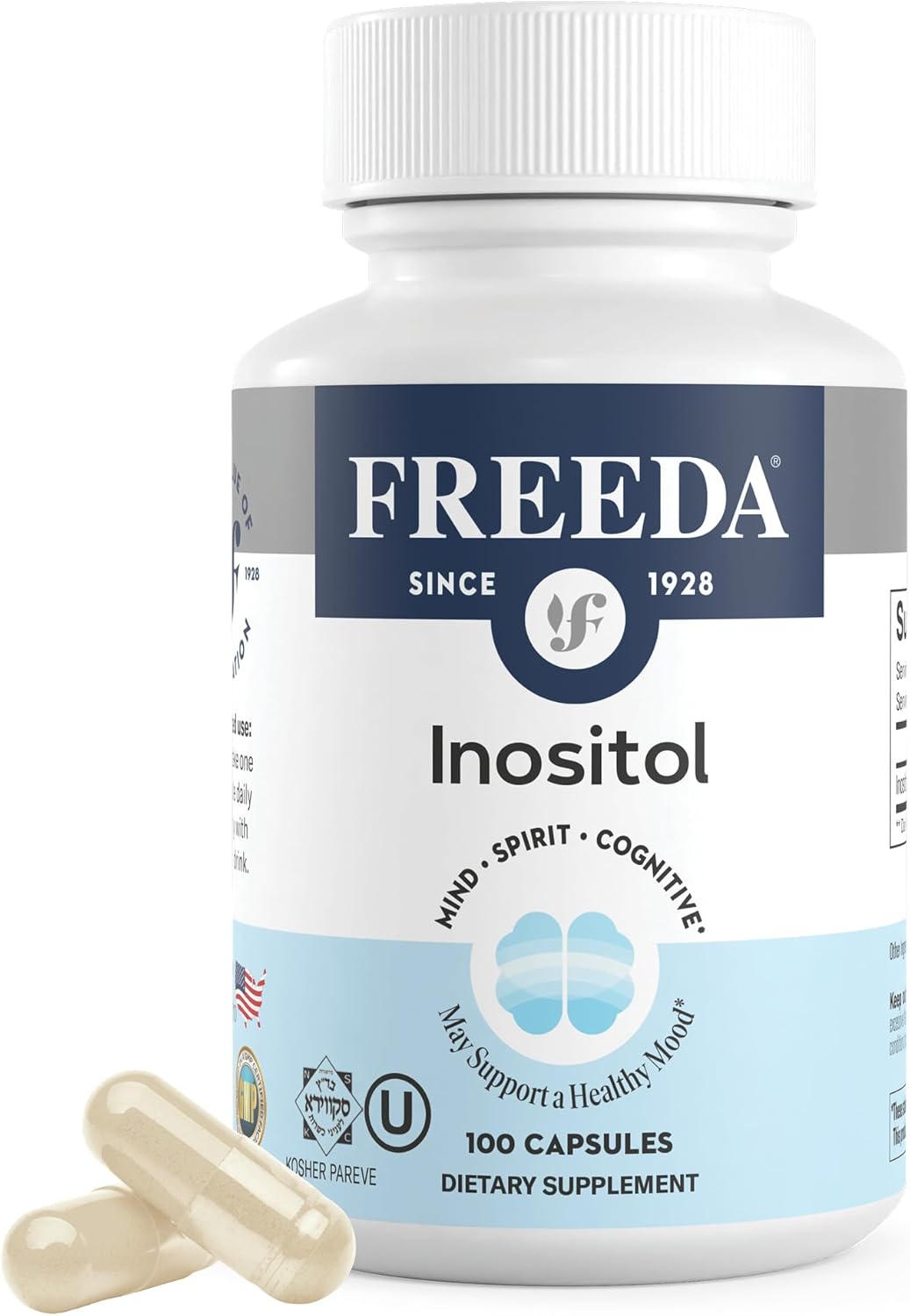 FREEDA Inositol Pure Cápsulas, 100 c, 100 días, Kosher