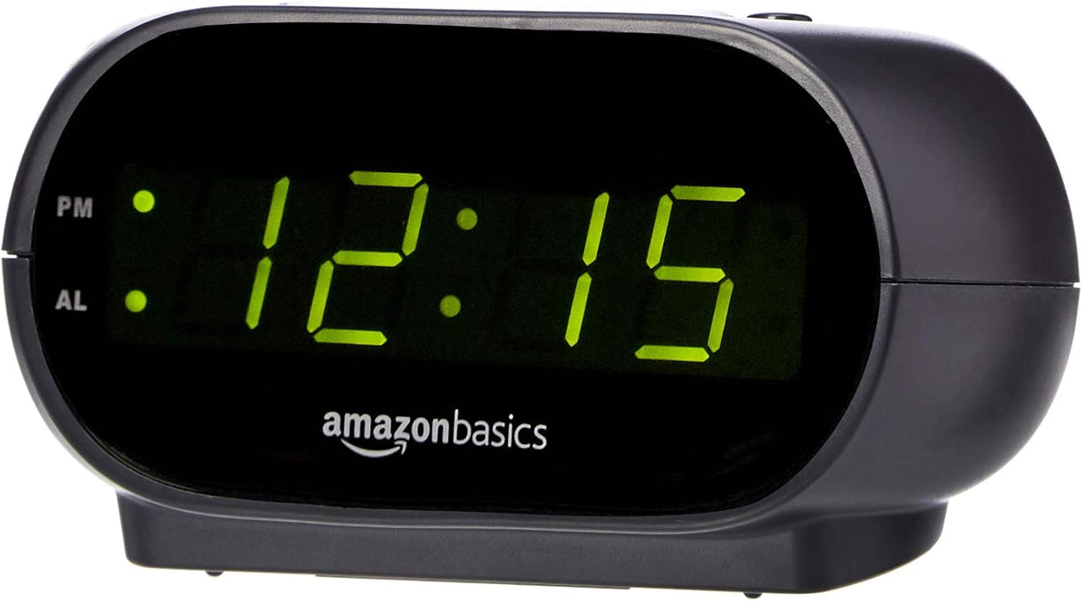 Reloj despertador digital ovalado con luz nocturna y respaldo