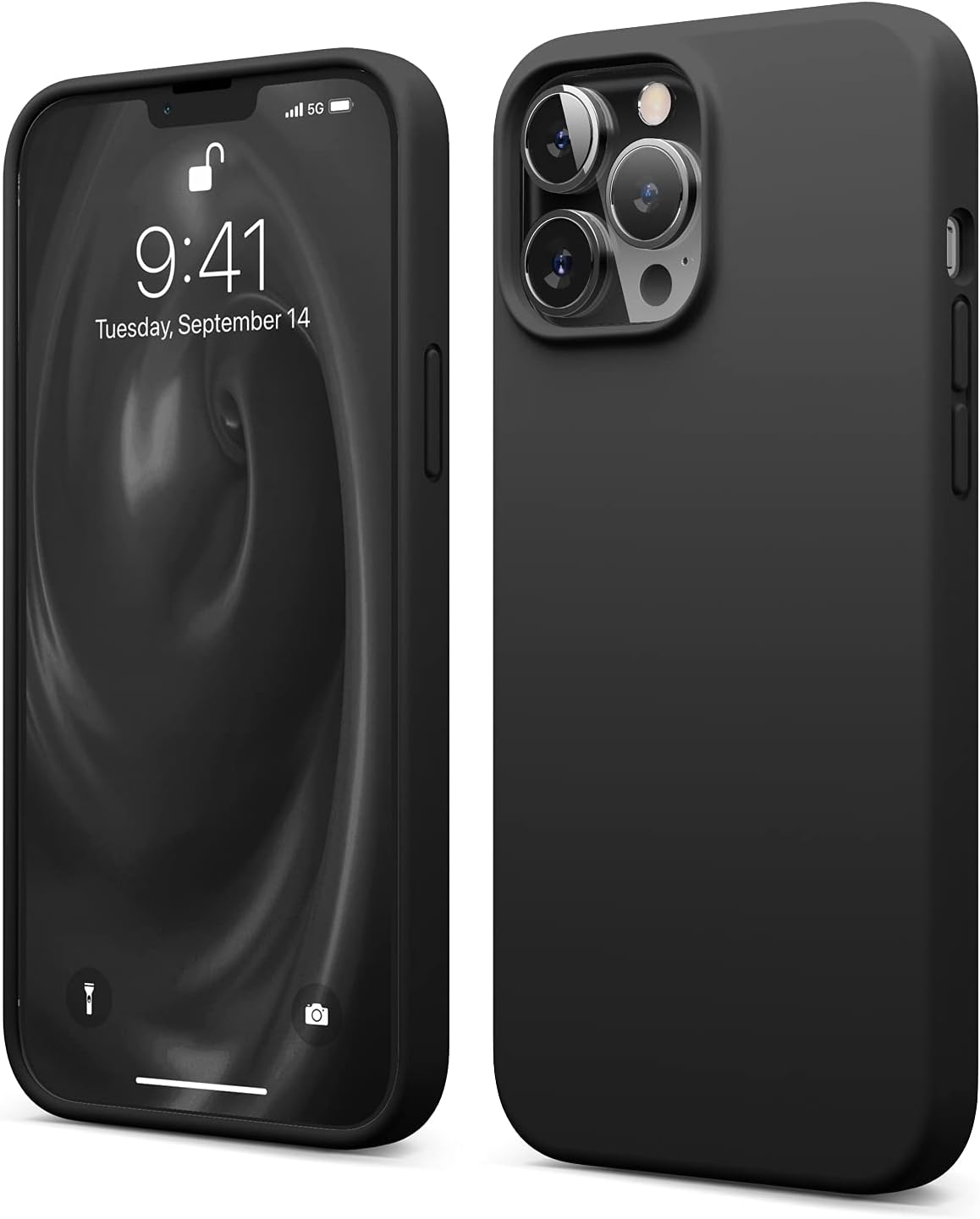 elago - Funda compatible con iPhone 13 Pro Max, funda de silicona líquida, funda protectora de cámara de cuerpo completo, a prueba de golpes, funda delgada para teléfono, forro de microfibra suave antiarañazos, 6.7 pulgadas (negro)