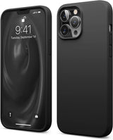 elago - Funda compatible con iPhone 13 Pro Max, funda de silicona líquida, funda protectora de cámara de cuerpo completo, a prueba de golpes, funda delgada para teléfono, forro de microfibra suave antiarañazos, 6.7 pulgadas (negro)